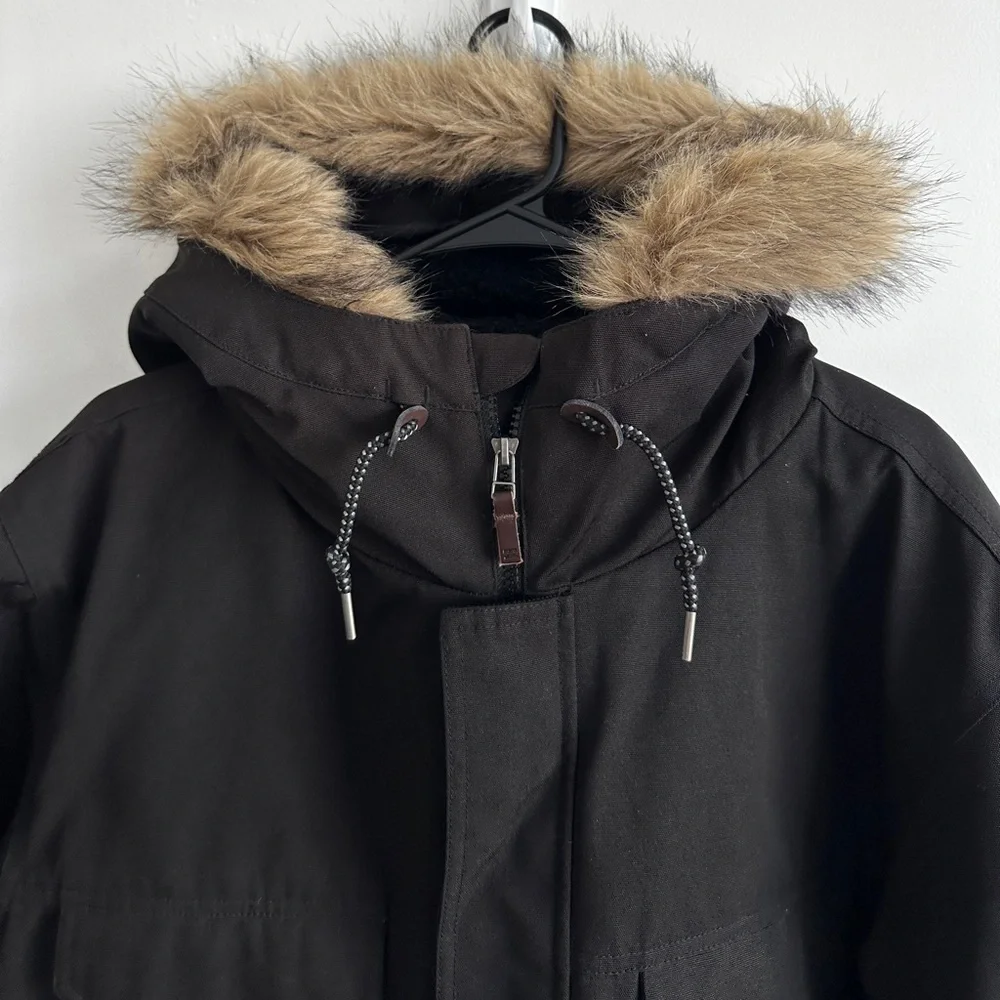 Billabong Men’s Olca Faux Fur Hood Heavyweight Black Jacket Size XL